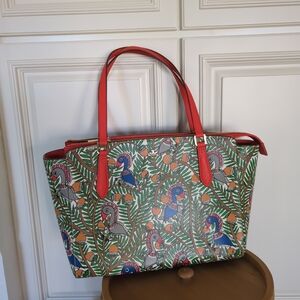 Tory Burch Something Wild Handbag Tropical Bird Print Emerson Bag
